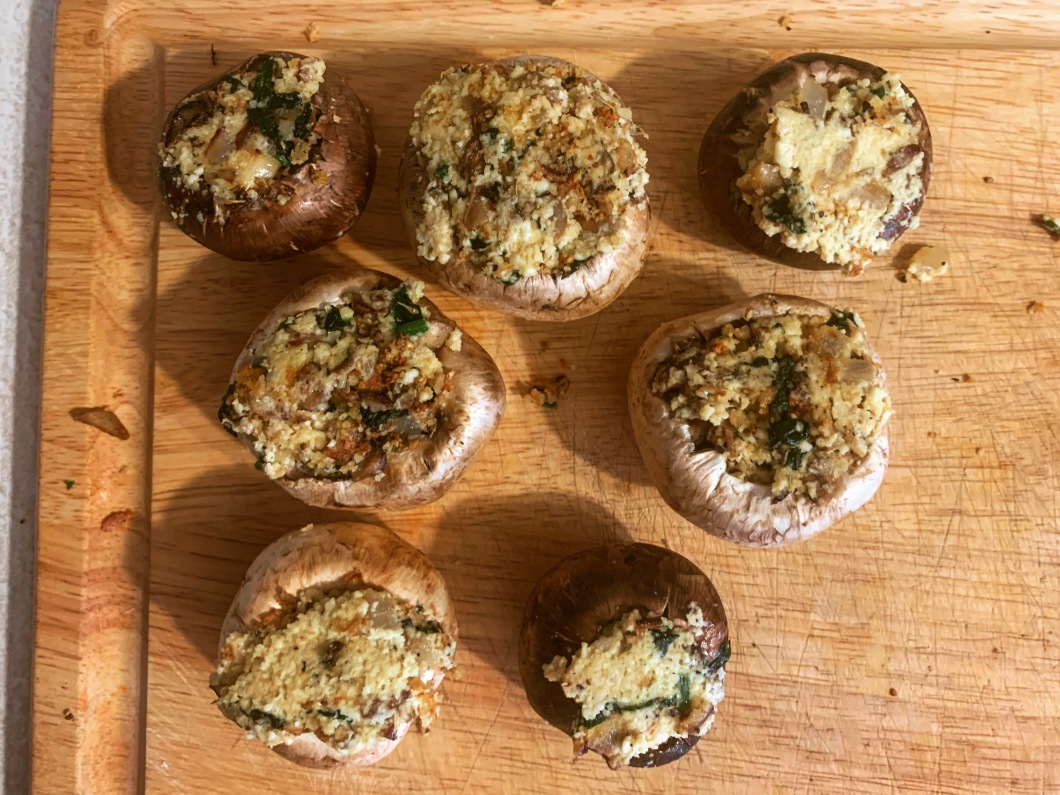 perfectly stuffed vegan mushrooms