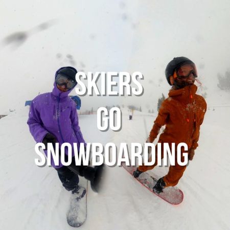 skiers go snowboarding for a day